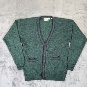 Vintage Pariani Acrylic Knit Cardigan Men's Size Medium Green Poland